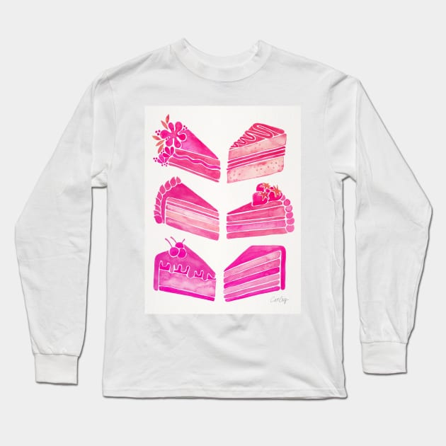 Pink Cake Slices Long Sleeve T-Shirt by CatCoq